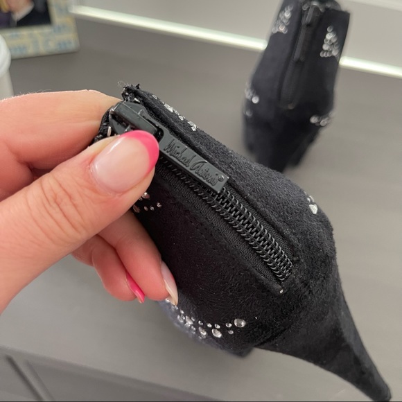 Michael Antonio Black Suede Booties with Rhinestones, Ankle Boots, Platform Boot - Picture 8 of 9